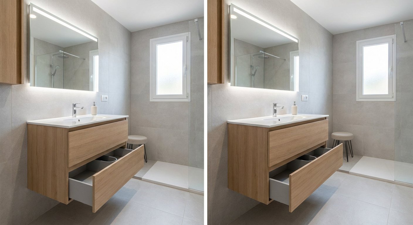 Petite salle d'eau avec WC intégré aménagée à Lyon