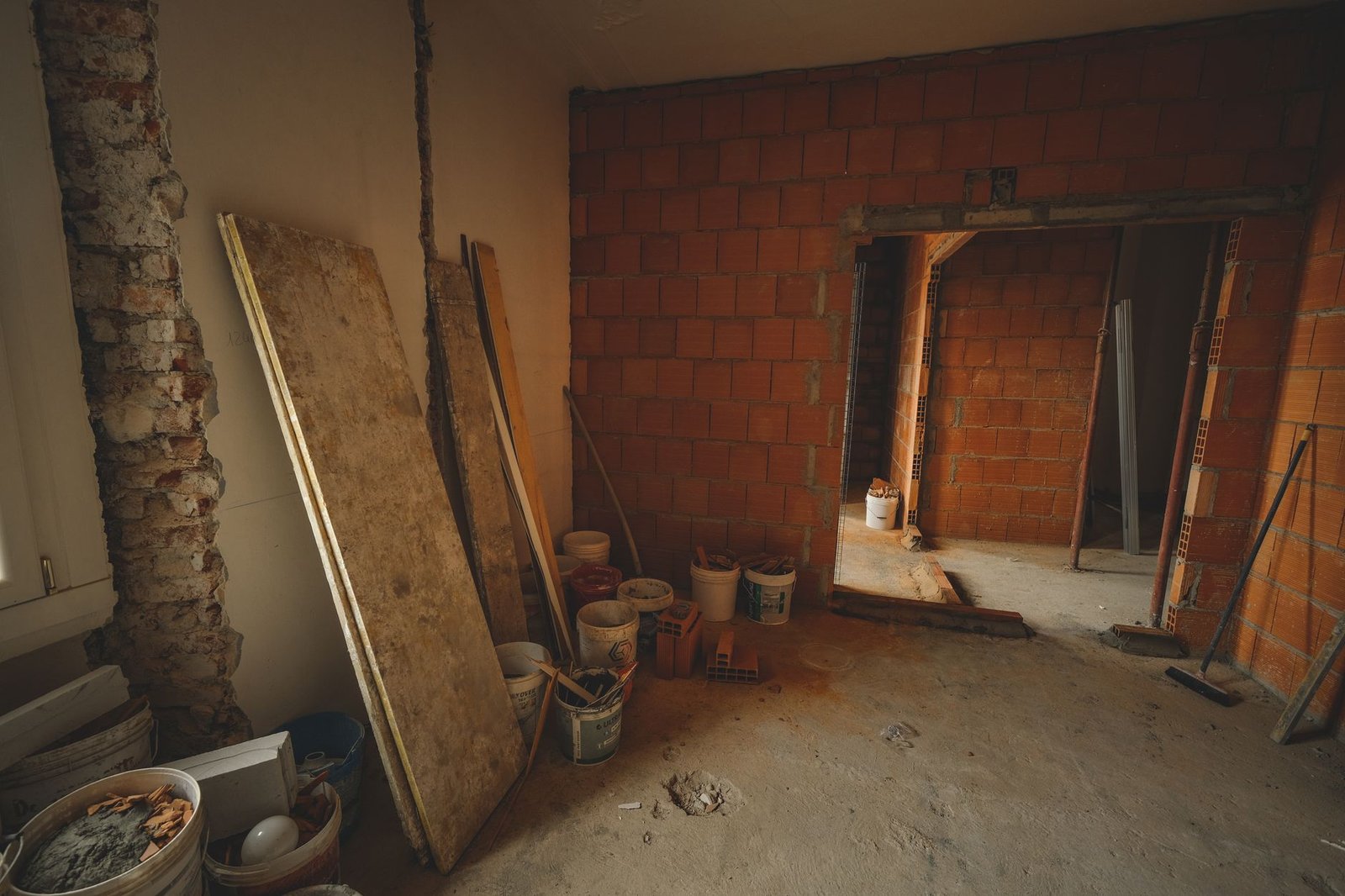 Appartement en cours de rénovation à Lyon : cloisons ouvertes et chantier en préparation