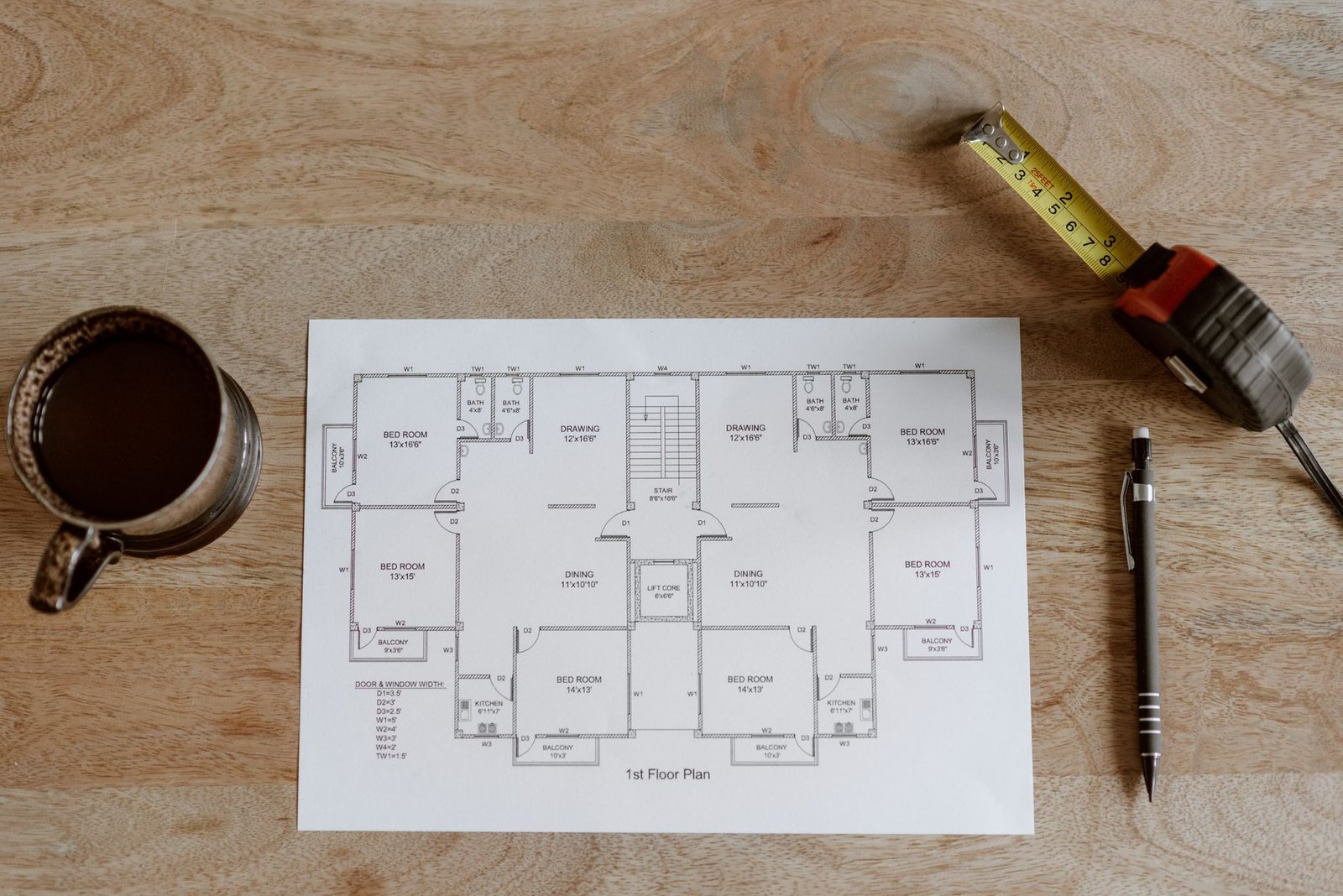 Plan d'appartement, mètre et crayon : chiffrage d'un projet de rénovation par Cabmi