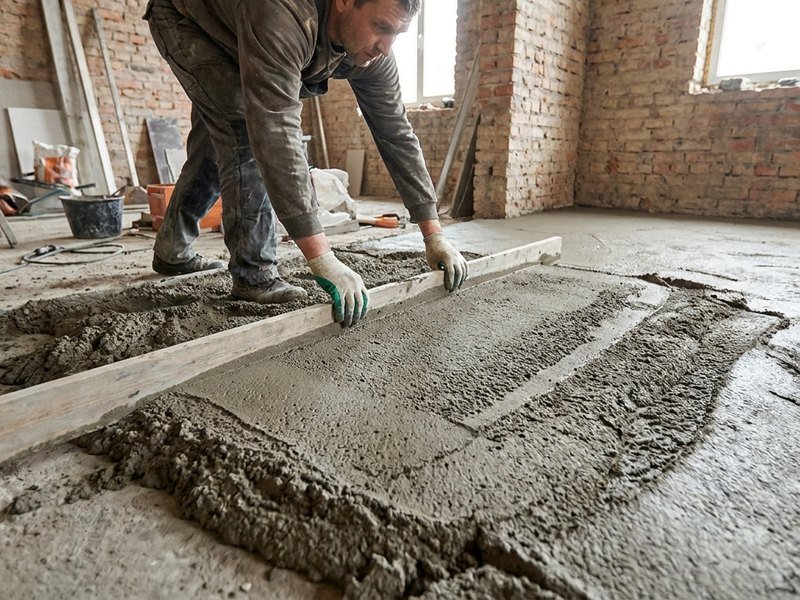 Chape traditionnelle ciment tirée à la règle sur un sol en rénovation à Lyon