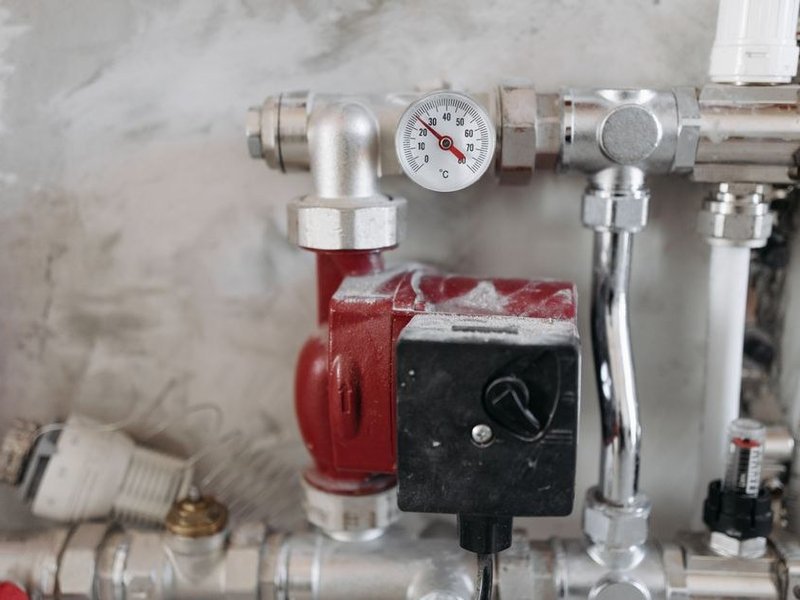 Circulateur et organes de sécurité d'une chaudière gaz individuelle vérifiés lors de l'entretien annuel dans un pavillon de Bron