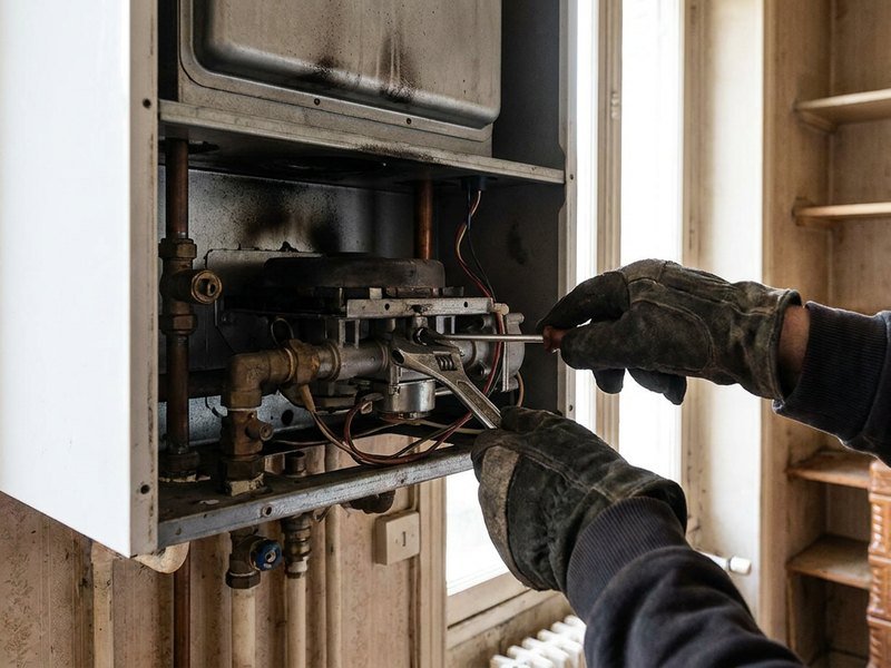 Entretien annuel d'une chaudière gaz par un chauffagiste dans un appartement villeurbannais