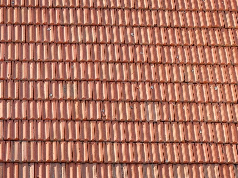 Toiture en tuile refaite sur le versant d'une maison de coteau boisé à Francheville après dépose des tuiles gagnées par la mousse
