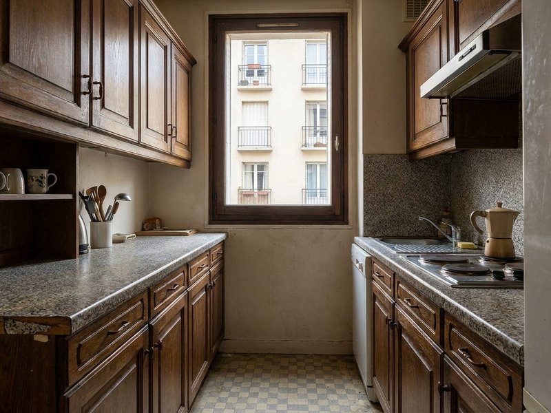 Rénovation d'une petite cuisine d'origine dans une copropriété d'après-guerre à Villeurbanne