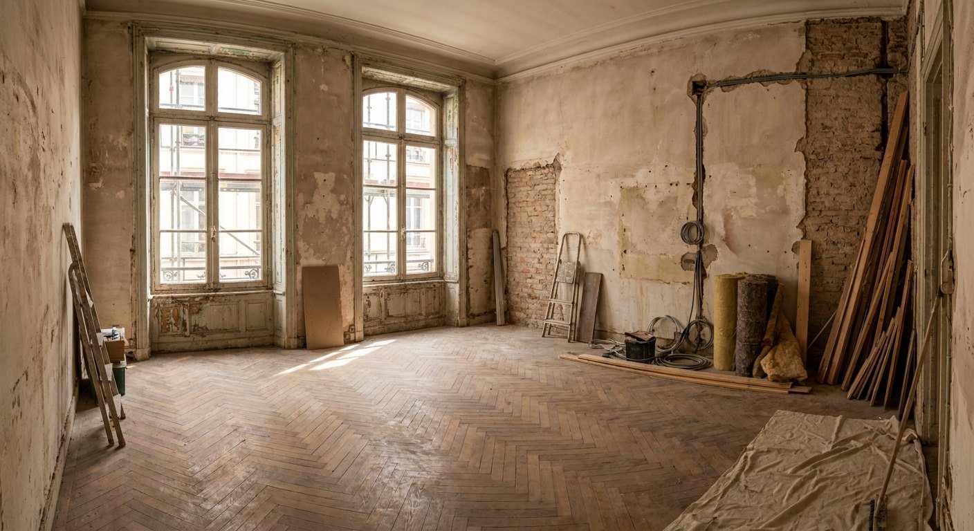Travaux d'isolation dans un appartement ancien de Lyon pour améliorer le DPE
