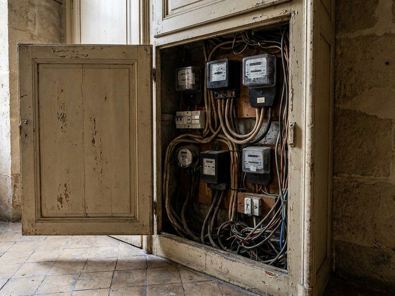 Remplacement d'un tableau électrique ancien dissimulé dans un placard d'entrée d'un appartement bourgeois de Masséna à Lyon 6