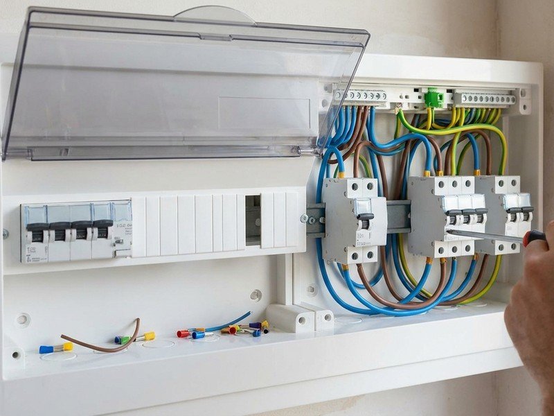Nouveaux circuits ajoutés sur le tableau électrique moderne d'un pavillon récent de Meyzieu