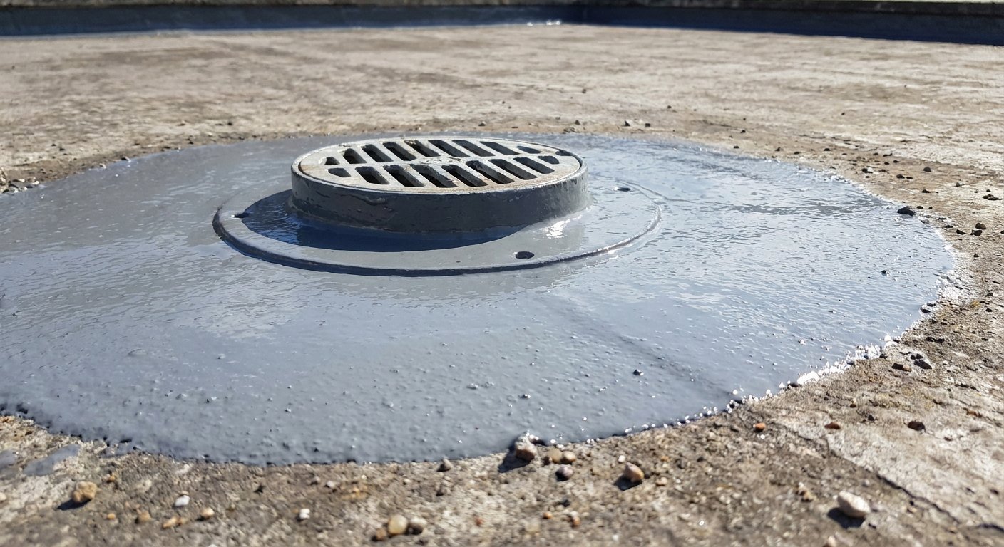 Application d'une résine liquide d'étanchéité sur un toit plat à Lyon