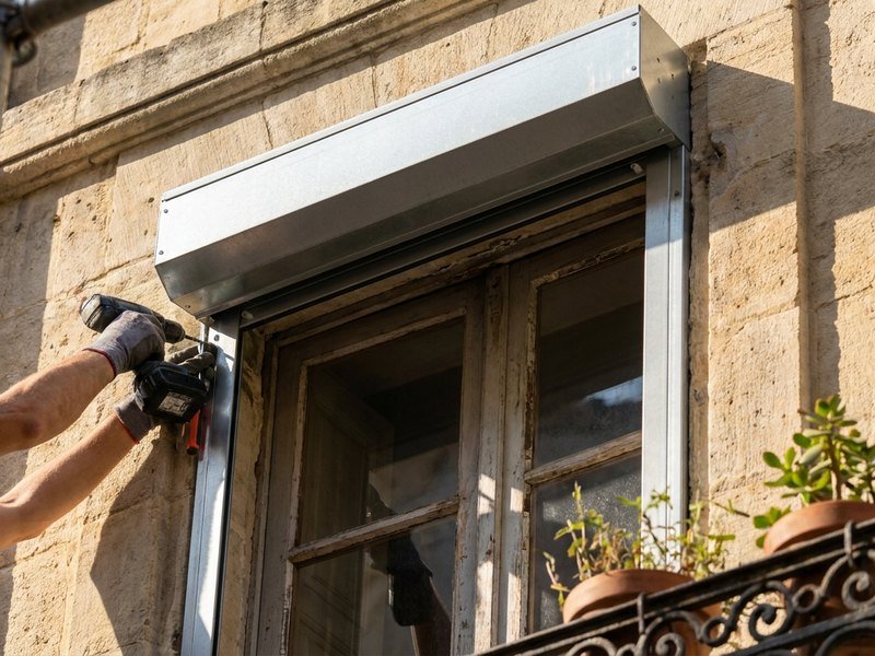 Pose de volets roulants sur une fenêtre d'appartement dans une copropriété à Villeurbanne