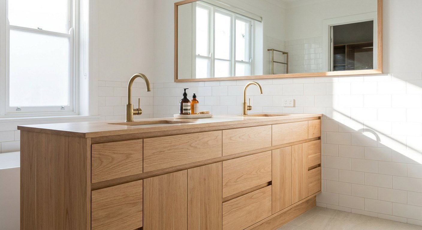 Plan double vasque sur mesure dans une salle de bain lyonnaise
