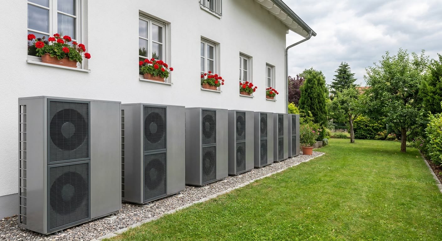 Installation d'une pompe à chaleur air/eau neuve le long d'une maison à Lyon