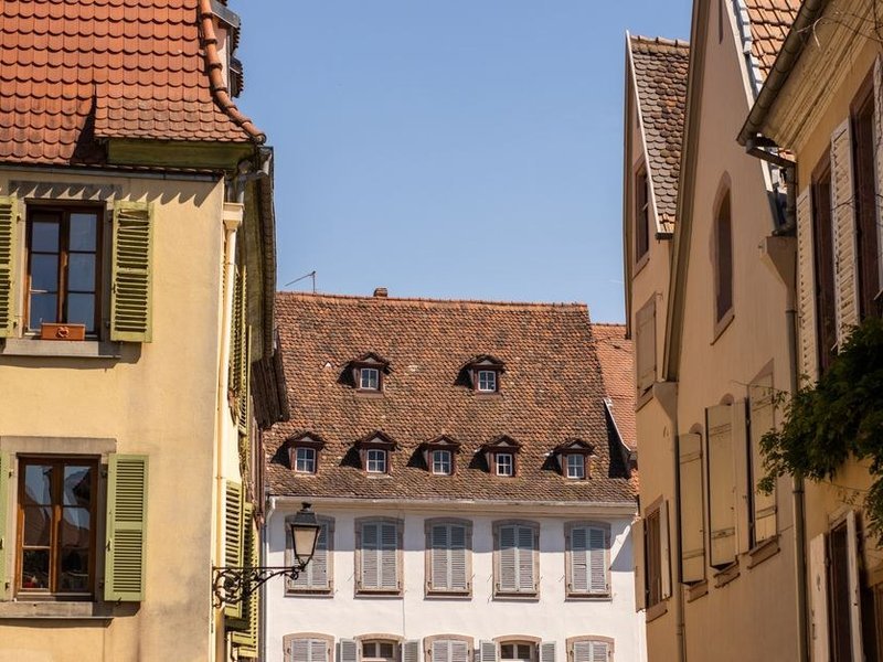Ravalement de la façade d'une maison de bourg des quais d'Albigny-sur-Saône, artisan appliquant un revêtement après nettoyage des mousses de la rivière