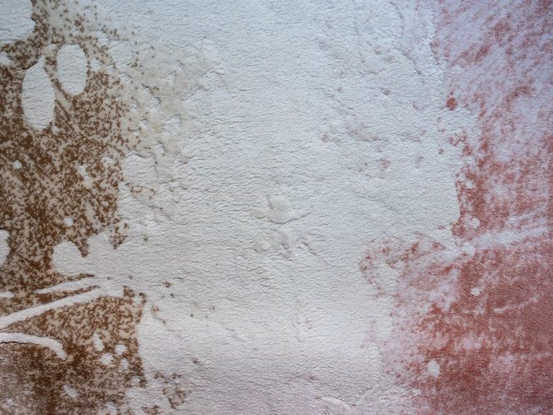 Bas de mur d'un appartement ancien de La Mulatière marqué par le salpêtre, brossé et assaini avant traitement de l'humidité