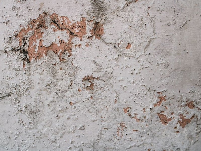 Mur ancien fissuré et taché par l'humidité dans une maison de bourg de Neuville-sur-Saône, à reprendre avant peinture