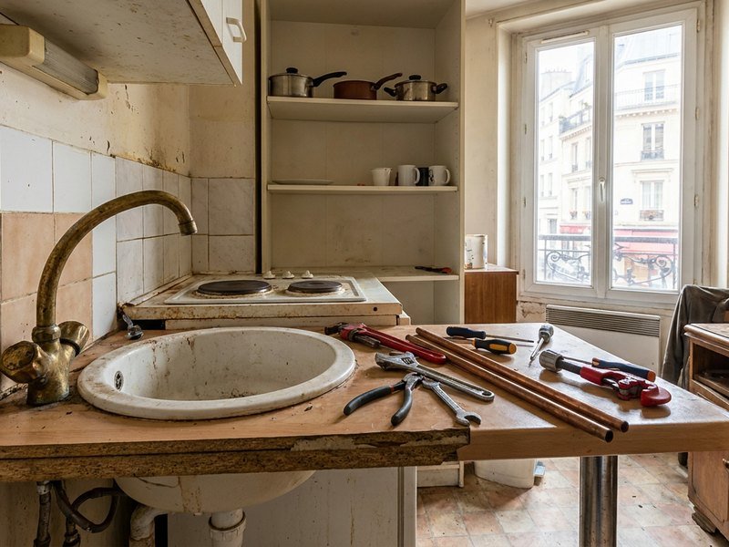 Remise en état de la robinetterie d'un petit logement meublé loué à un étudiant vers Jean Macé à Lyon 7