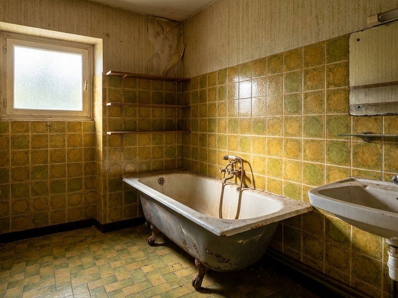 Salle de bain d'origine à refaire dans un appartement en brique des années 30 à Villeurbanne