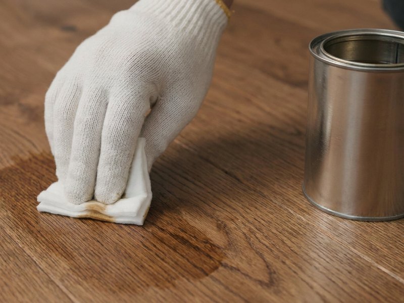 Application d'une huile de finition sur un parquet massif pour un toucher naturel à Lyon