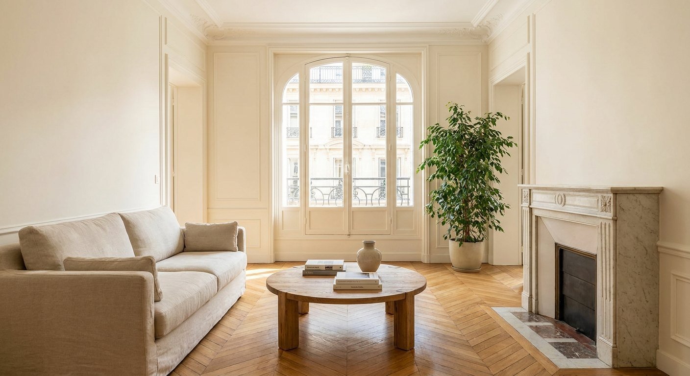 Artisan présentant un devis de rénovation à des clients dans un logement à Lyon