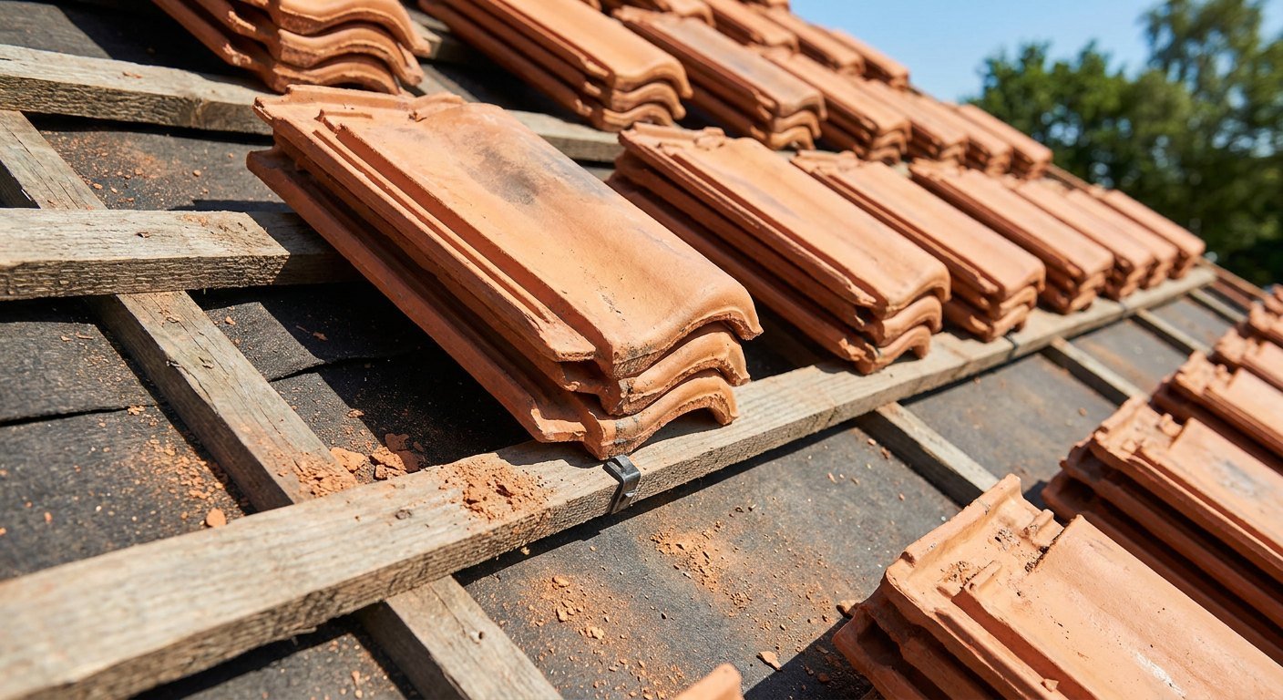 Réfection d'une toiture en tuiles terre cuite sur une maison à Lyon