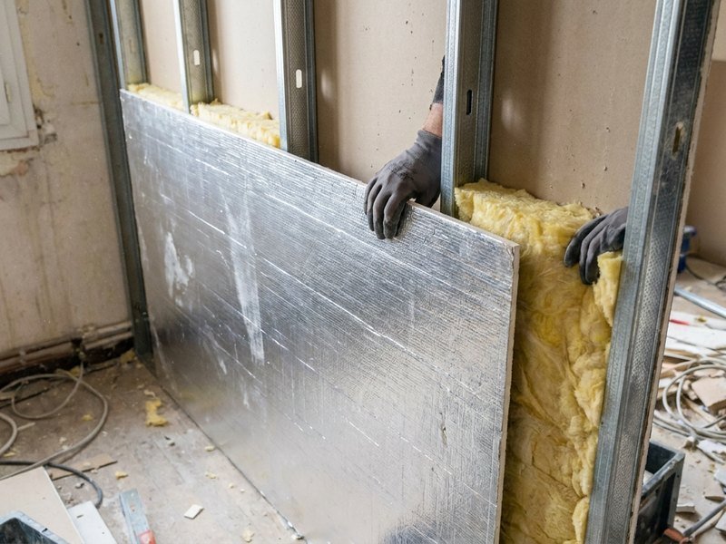 Pose d'un doublage isolant sur un mur intérieur lors d'une rénovation énergétique à Lyon