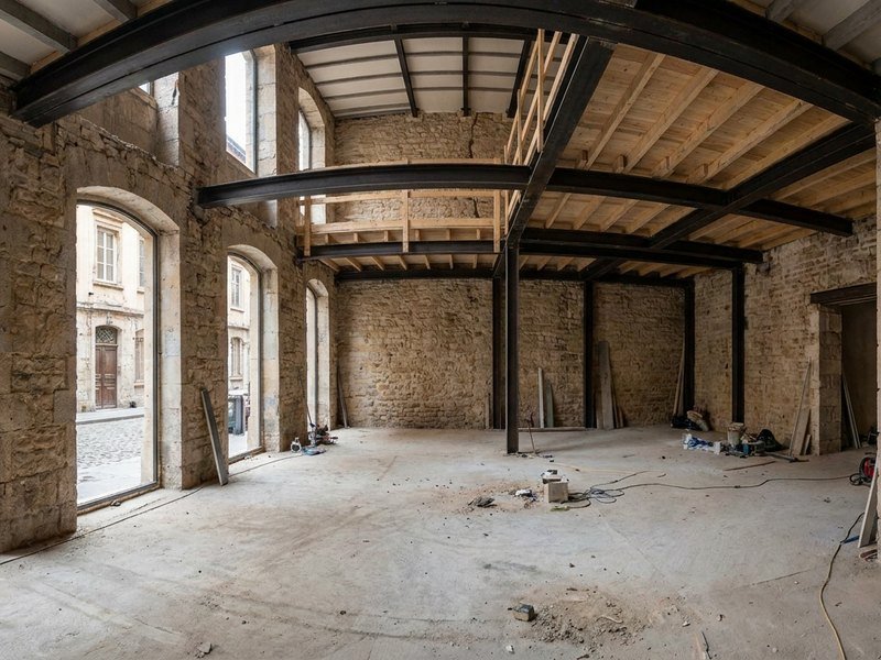 Immeuble ancien lyonnais en réhabilitation, appartements réunis et volumes redessinés