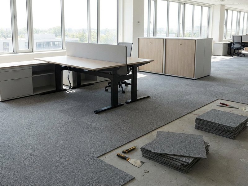 Pose de dalles de moquette dans un bureau à Lyon