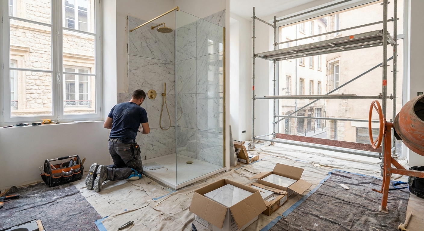 Rénovation salle de bain haut de gamme à Lyon par Atelier Cabmi